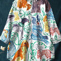 Women's Dog Art  Print Casual Cotton And Linen Shirt