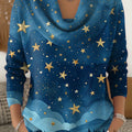 Women's Stars Pattern Art Print Cowl Neck Sweater