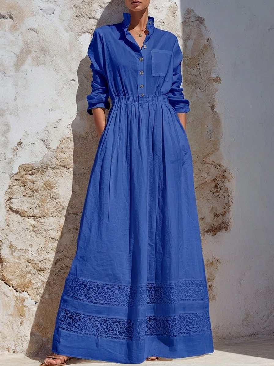 Stylish And Elegant Patchwork Lace-trimmed Cotton Dress