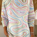 Women's Beautiful Colorful Abstract Line Drawing Art Print Casual Pullover Sweater