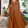 Women's V-neck Stretch Boho Maxi Dress