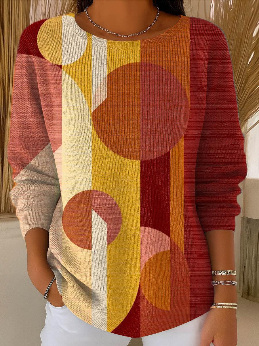 womens-geometric-pattern-art-print-casual-pullover-sweater-kx4c