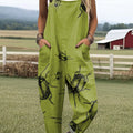Women's Insects Pattern Art Print Casual 100% Cotton Wide Leg Jumpsuit