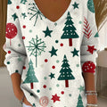 Women's Christmas Tree Pattern Print Casual Pullover Sweater