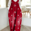Women's Valentine's Day Heart Pattern Art Print Casual Cotton Denim Dress