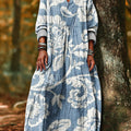 Vintage-Kleid für Damen mit ethnischem Blumenmuster