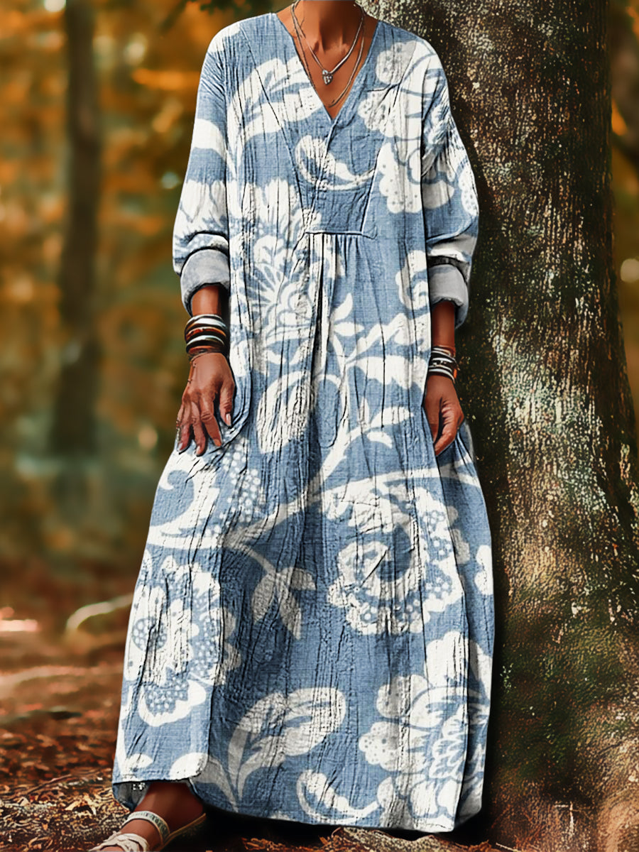 Women's Vintage Ethnic Floral Art Print Dress