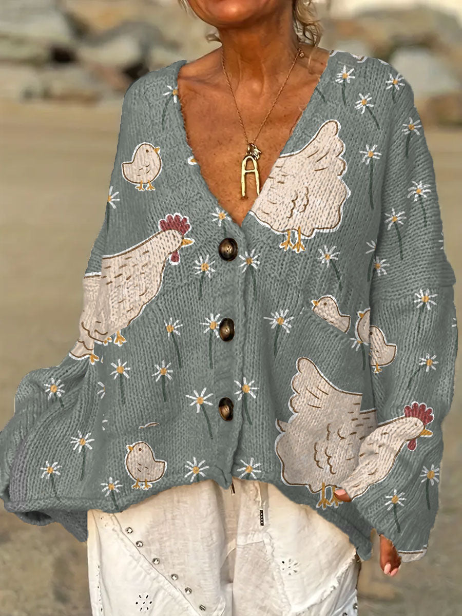 womens-vintage-chicken-flower-art-print-casual-pullover-sweater-ym0p