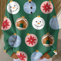 Women's Christmas Tree Snowman Pattern Art Print Casual Cotton Shirt