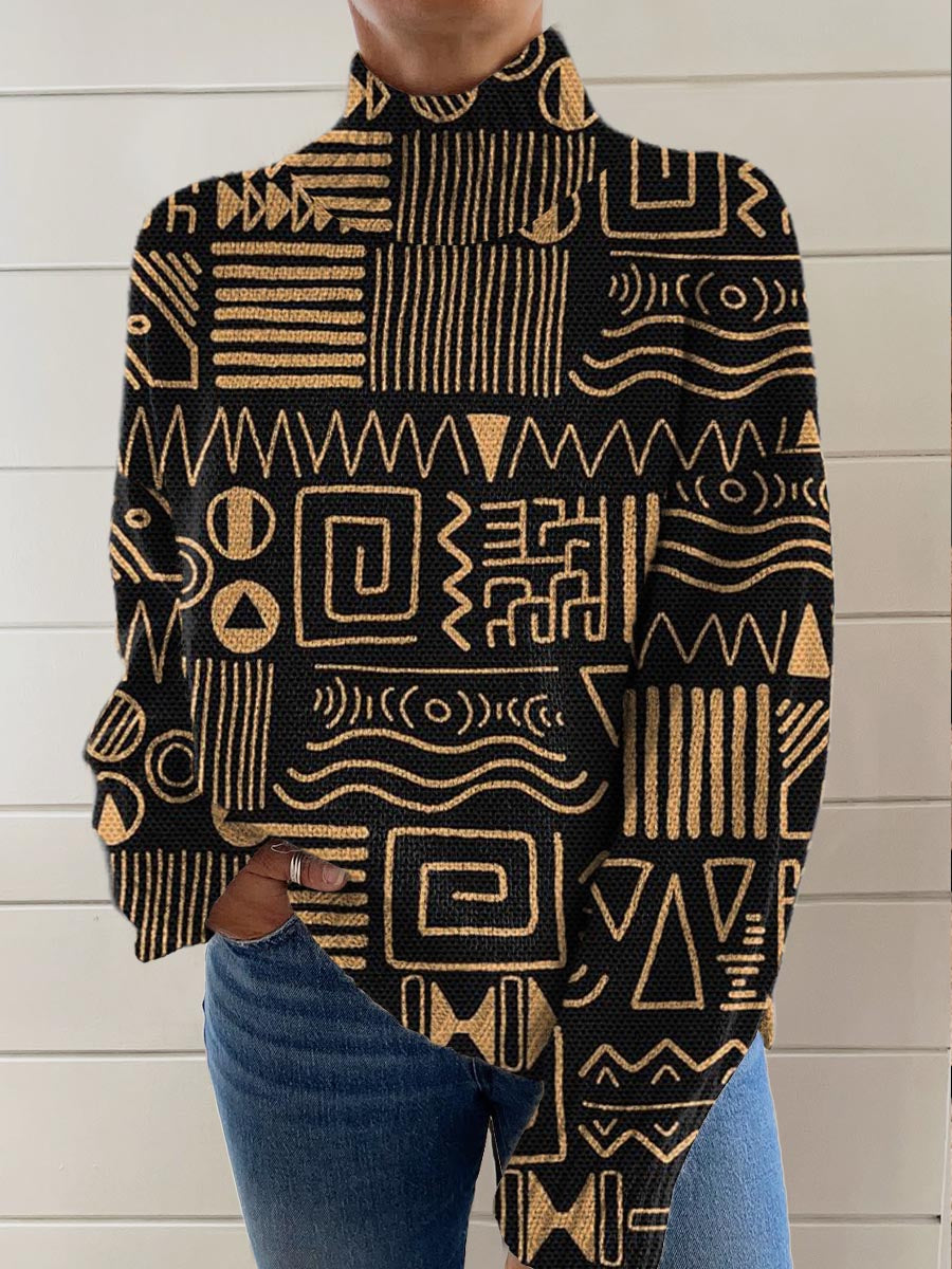 womens-vintage-art-abstract-geometric-lines-print-knit-turtleneck-pullover-sweater