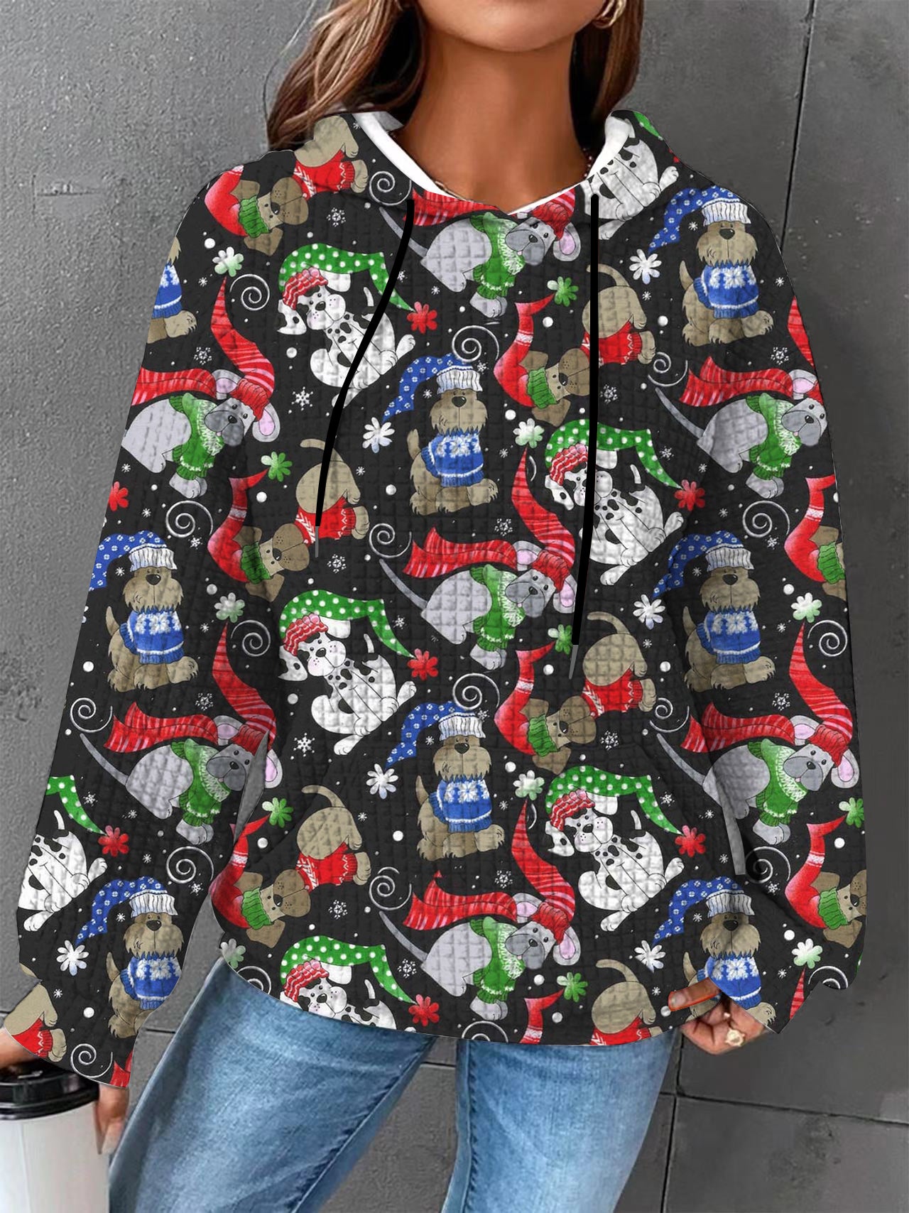 Autumn/Winter Women's Essential Creative Printed Long Sleeve Hooded Sweatshirt