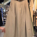 Women's Solid Color High Waist Flared Hem Casual Cotton and Linen Skirt