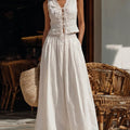 French-style Patchwork Lace-trimmed Cotton Top And Skirt Two-piece Set