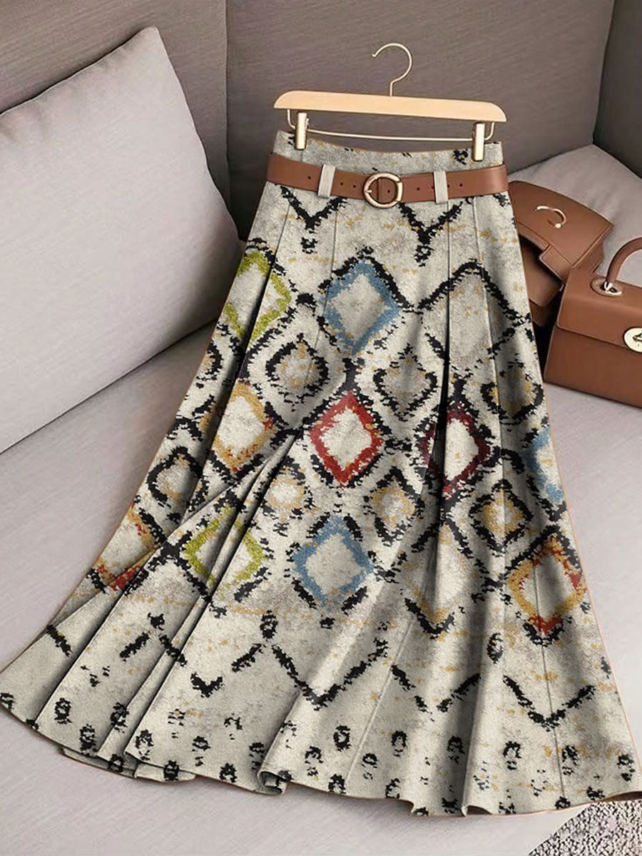 Women's Stripe Pattern Casual Print Cotton Skirt