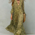 Women's Retro Leopard Pattern Art Print Casual Stylish Maxi Dress
