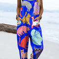 Women's Funny Cats Pattern Art Print Casual 100% Cotton Wide Leg Jumpsuit