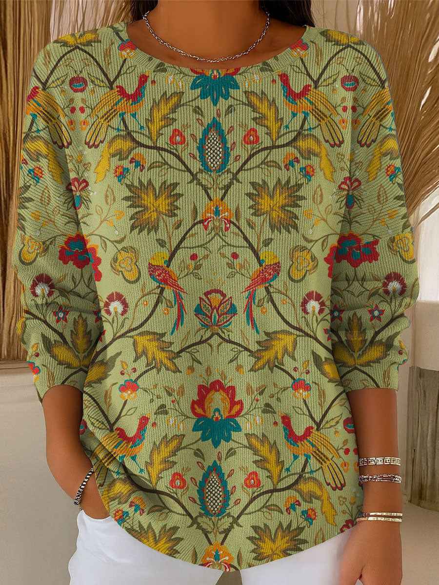 womens-vintage-flower-art-print-casual-pullover-sweater-zuk6