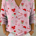 Women's Lovely Christmas Pattern Art Print Buttoned Cardigan Sweater