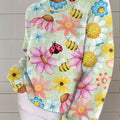 womens-vintage-flower-insect-art-print-casual-pullover-sweater