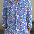 womens-floral-flowers-casual-print-peter-pan-collar-3-4-sleeve-sweater
