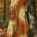 Women's Vintage Abstract Sun Painting Art Print Dress