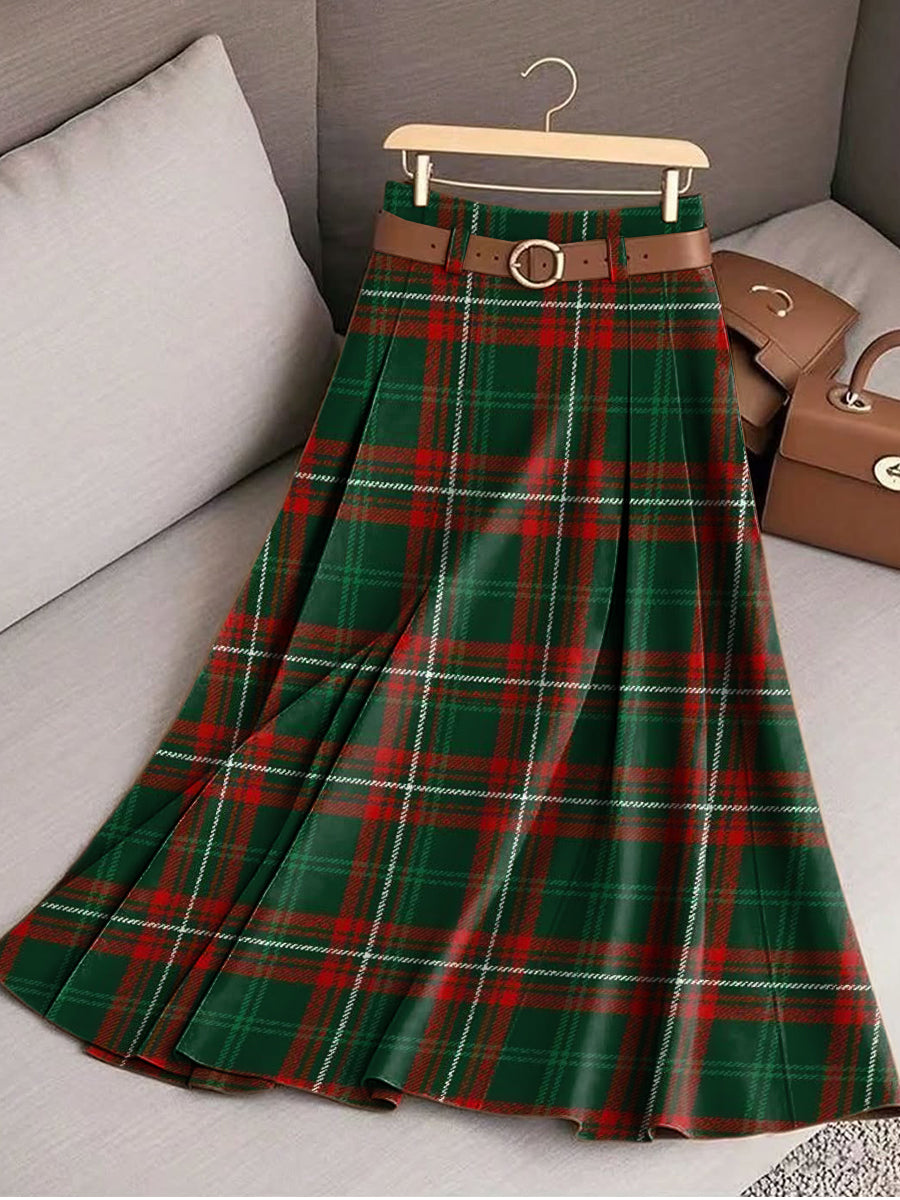 Women's Vintage Beautiful Scottish Tartan Art Print Cotton Skirt