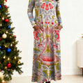 Women's Floral Pattern Art Print Long-sleeved Dress