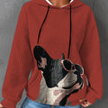 Plus size Autumn/Winter Women's Waffle Essential Creative Printed Long Sleeve Hooded Sweatshirt