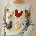 womens-lovely-chicken-art-print-knit-pullover-sweater-zr7b