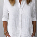Women's Solid-color Casual Cotton-linen Shirt