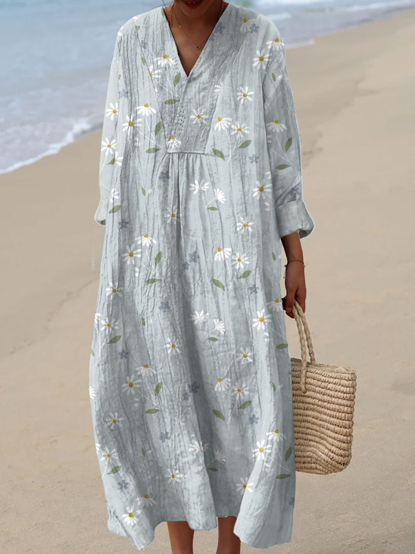 Women's Vintage Florals  Art Print Cotton Dress