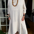 Accordion Pleated Irregular Hem Linen Dress