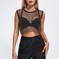 Anka Sleeveless Diamond Mesh Top