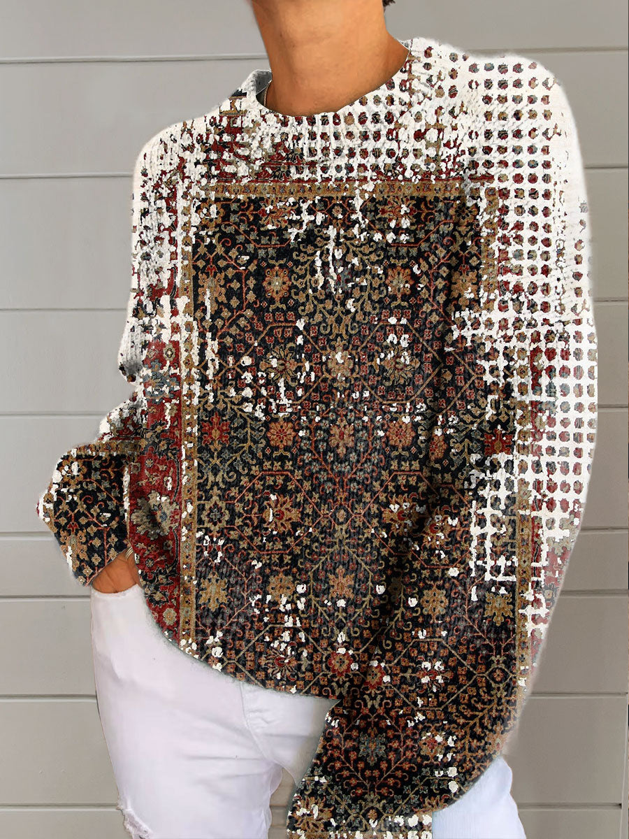 womens-vintage-flower-art-print-casual-pullover-sweater-5z5t