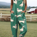 Women's Art Creative Dachshund Print Casual 100% Cotton Wide Leg Jumpsuit