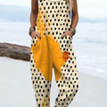 Women's  Vintage Abstract Geometric Art Print Casual 100% Cotton Wide Leg Jumpsuit