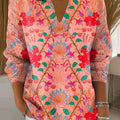 pull décontracté vintage à imprimé floral pour femme - Pegl
