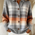 Women's  Vintage Plaid Art Print Casual Sweater