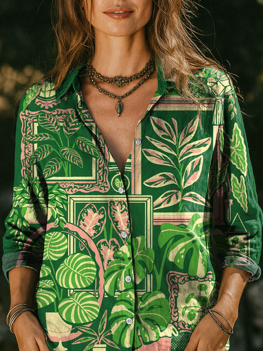 Women's Multicolor Floral Flowers Plant Print Casual Cotton Shirt