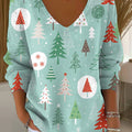 Women's Beautiful Cute Christmas Tree Drawing Art Print Casual Pullover Sweater