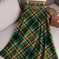 Women's Retro Lattice Pattern Casual Print Cotton Skirt
