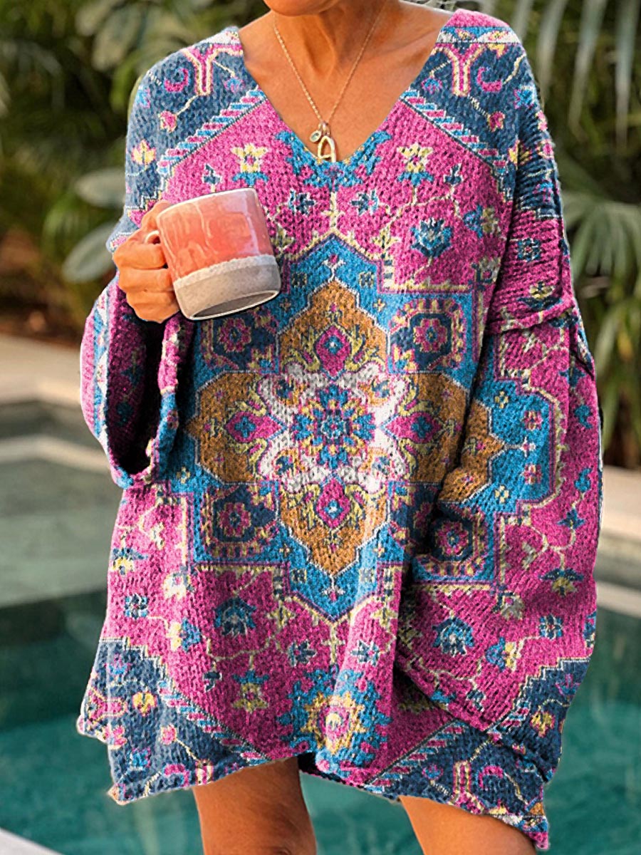 womens-vintage-floral-pattern-art-print-casual-pullover-sweater-x1eb