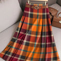 Women's Vintage Beautiful Plaid Art Print Cotton Skirt