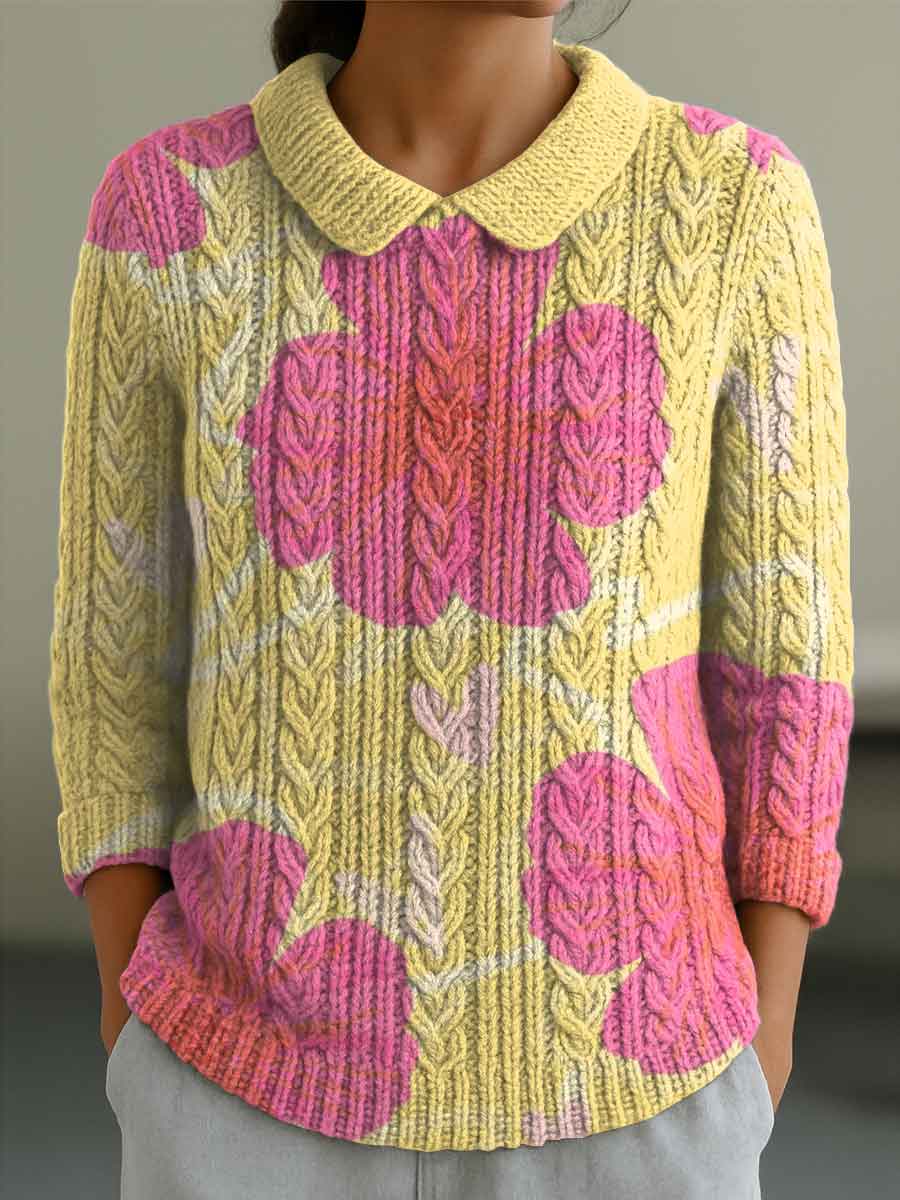 womens-flowers-casual-print-peter-pan-collar-3-4-sleeve-sweater