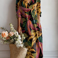 Women's Colorful Banana Print Linen Pocket Dress