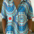 Women's Vintage Print Casual Cotton-linen Shirt
