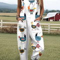 Women's  Funny Chick Art Print Casual 100% Cotton Wide Leg Jumpsuit