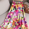 Women's Vintage Flower Art Print Cotton Skirt