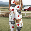 Women's   Funny  Chick Art Print Casual 100% Cotton Wide Leg Jumpsuit