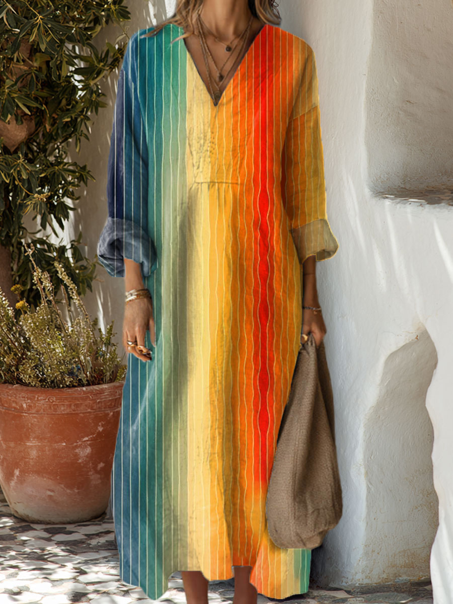 Women's  Vintage Abstract Geometric  Art Print Dress